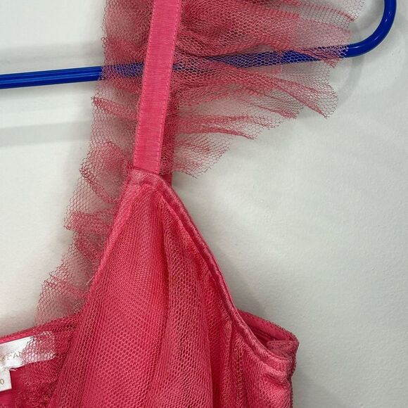 LoveShackfancy Pink Tulle Ruffled ZoRina Lace Trim Mesh Mesh Dress 00 - Picture 6 of 8